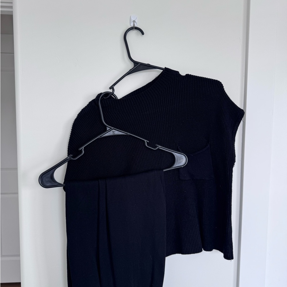 Black Knit Top and Pants Set